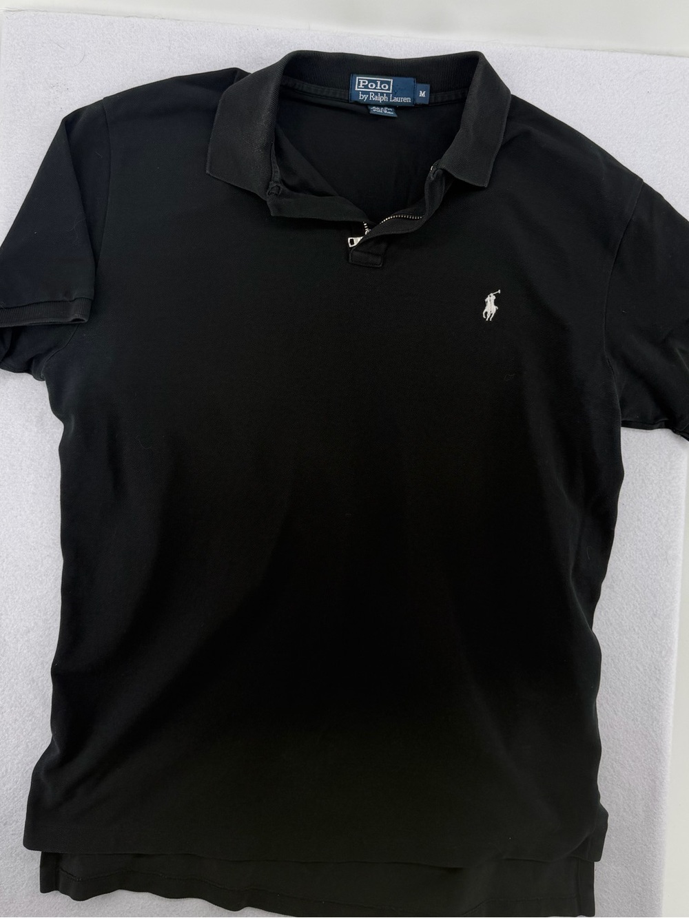 Ralph Lauren Men’s Black Zip Polo with White Pony Embroidery